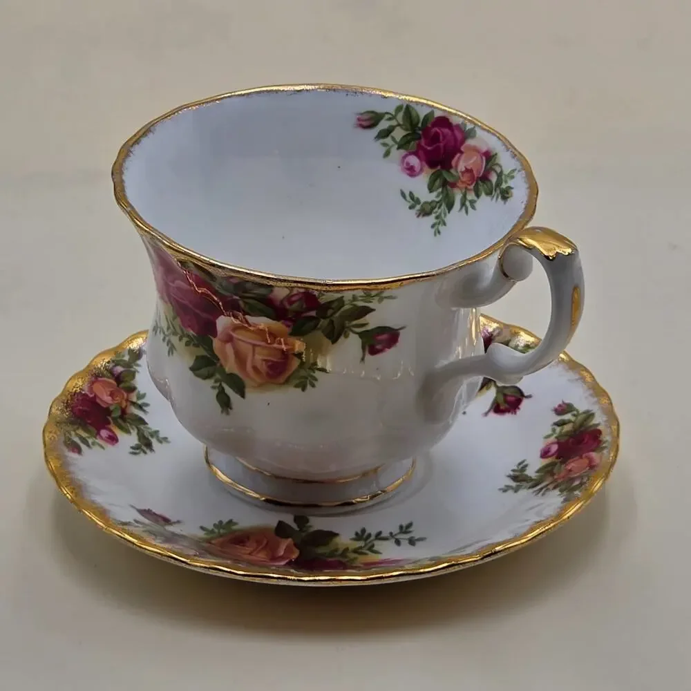 Royal Albert Old Country Roses Demitasse Cup & Saucer Set Espresso England Small